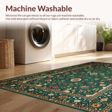 Ultra Soft Area Rug, Non Slip, Stain Resistant, Washable Area Rugs for Living Room, Bedroom, Timeless Rustic Floral Elements(Green)