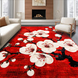 Ultra Soft Area Rug, Non Slip, Stain Resistant, Washable Area Rugs for Living Room, Bedroom, Luxurious Asian Inspired Decor(Red)