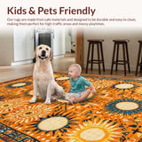 Ultra Soft Area Rug, Non Slip, Stain Resistant, Washable Area Rugs for Living Room, Bedroom, Trendy Natural Palette Circular Style(Orange)
