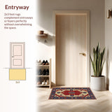 Ultra Soft Area Rug, Non Slip, Stain Resistant, Washable Area Rugs for Living Room, Bedroom, Traditional Vivid Entryway Antique-Inspired Carpet(Red)