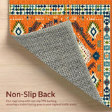 Ultra Soft Area Rug, Non Slip, Stain Resistant, Washable Area Rugs for Living Room, Bedroom, Vibrant Tribal Color Splash(Orange)