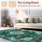 Ultra Soft Area Rug, Non Slip, Stain Resistant, Washable Area Rugs for Living Room, Bedroom, Artistic Vintage Distressed Appeal(Blue)
