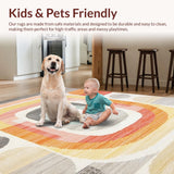Ultra Soft Area Rug, Non Slip, Stain Resistant, Washable Area Rugs for Living Room, Bedroom, Elegant Soft Pastel Geometry(Orange)