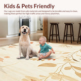 Ultra Soft Area Rug, Non Slip, Stain Resistant, Washable Area Rugs for Living Room, Bedroom, Desert Bloom Beige Artistic Floral Area(Beige)