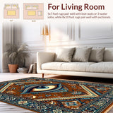 Ultra Soft Area Rug, Non Slip, Stain Resistant, Washable Area Rugs for Living Room, Bedroom, Artistic Evil Eye Symbolism(Brown)