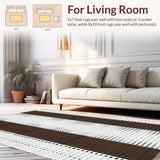 Ultra Soft Area Rug, Non Slip, Stain Resistant, Washable Area Rugs for Living Room, Bedroom, Textured Neutral Tones Motif(Brown)