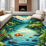 Ultra Soft Area Rug, Non Slip, Stain Resistant, Washable Area Rugs for Living Room, Bedroom, Multi-Color Outdoor Inspired Stain-Resistant Rug(Green)