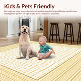 Ultra Soft Area Rug, Non Slip, Stain Resistant, Washable Area Rugs for Living Room, Bedroom, Amherst Collection Area Wheat & Beige Geometric Trellis Design(Gold)