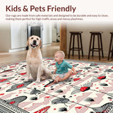 Ultra Soft Area Rug, Non Slip, Stain Resistant, Washable Area Rugs for Living Room, Bedroom, Gothic Mushroom Patterned Elegance(Red)