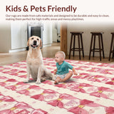 Ultra Soft Area Rug, Non Slip, Stain Resistant, Washable Area Rugs for Living Room, Bedroom, Playful Pink Bow Scalloped Area Rug Pretty Coquette Carpet(Pink)
