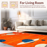 Ultra Soft Area Rug, Non Slip, Stain Resistant, Washable Area Rugs for Living Room, Bedroom, Vibrant Cosmic Educational Cushion(Orange)