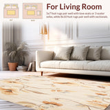 Ultra Soft Area Rug, Non Slip, Stain Resistant, Washable Area Rugs for Living Room, Bedroom, Boho Chic Area Abstract Floral Design Non Slip Home Decor(Beige)