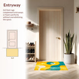 Ultra Soft Area Rug, Non Slip, Stain Resistant, Washable Area Rugs for Living Room, Bedroom, Dynamic Teal and Orange Visuals(Yellow)