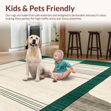 Ultra Soft Area Rug, Non Slip, Stain Resistant, Washable Area Rugs for Living Room, Bedroom, Minimalist Abstract Beige and Dark Green Area Mat(Beige)