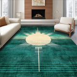 Ultra Soft Area Rug, Non Slip, Stain Resistant, Washable Area Rugs for Living Room, Bedroom, Rustic Sunburst Geometric Aesthetic(Blue)