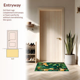 Ultra Soft Area Rug, Non Slip, Stain Resistant, Washable Area Rugs for Living Room, Bedroom, Colorful Nature-Inspired Design(Green)