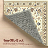 Ultra Soft Area Rug, Non Slip, Stain Resistant, Washable Area Rugs for Living Room, Bedroom, Elegant Medallion Design Area Non Slip Runner for Any Space(Beige)