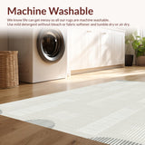 Ultra Soft Area Rug, Non Slip, Stain Resistant, Washable Area Rugs for Living Room, Bedroom, Rustic Textured Scalloped Motif(Beige)