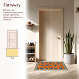 Ultra Soft Area Rug, Non Slip, Stain Resistant, Washable Area Rugs for Living Room, Bedroom, Artistic Elephant Embrace Motif(Orange)