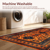 Ultra Soft Area Rug, Non Slip, Stain Resistant, Washable Area Rugs for Living Room, Bedroom, Rustic Orange Abstract Motif(Orange)