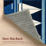 Ultra Soft Area Rug, Non Slip, Stain Resistant, Washable Area Rugs for Living Room, Bedroom, Elegant Blue Maritime Design(Blue)
