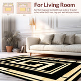 Ultra Soft Area Rug, Non Slip, Stain Resistant, Washable Area Rugs for Living Room, Bedroom, Glamorous Black Gold Geometric Design(Gold)