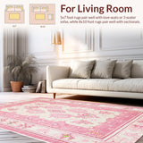 Ultra Soft Area Rug, Non Slip, Stain Resistant, Washable Area Rugs for Living Room, Bedroom, Whimsical Floral Coquette Pattern(White)