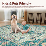 Ultra Soft Area Rug, Non Slip, Stain Resistant, Washable Area Rugs for Living Room, Bedroom, Eclectic Pastel Floral Arrangement(Blue)