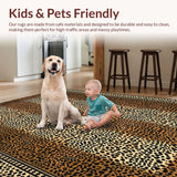 Ultra Soft Area Rug, Non Slip, Stain Resistant, Washable Area Rugs for Living Room, Bedroom, Stylish Minimalist Leopard Concept(Brown)