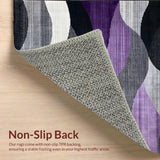 Ultra Soft Area Rug, Non Slip, Stain Resistant, Washable Area Rugs for Living Room, Bedroom, Minimalist Elegant Lattice Composition(Purple)