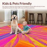Ultra Soft Area Rug, Non Slip, Stain Resistant, Washable Area Rugs for Living Room, Bedroom, Modern Circular Sunburst Aesthetic(Orange)