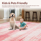 Ultra Soft Area Rug, Non Slip, Stain Resistant, Washable Area Rugs for Living Room, Bedroom, Chic Dusty Rose Swirl Design(Pink)
