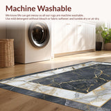 Ultra Soft Area Rug, Non Slip, Stain Resistant, Washable Area Rugs for Living Room, Bedroom, Contemporary Abstract Gold Patterning(Gray)