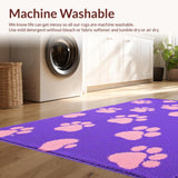 Ultra Soft Area Rug, Non Slip, Stain Resistant, Washable Area Rugs for Living Room, Bedroom, Joyful Cartoonish Animal Claw Pattern(Purple)
