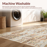 Ultra Soft Area Rug, Non Slip, Stain Resistant, Washable Area Rugs for Living Room, Bedroom, Distressed Medallion Area Beige & Brown Retro Floor(Beige)