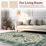 Ultra Soft Area Rug, Non Slip, Stain Resistant, Washable Area Rugs for Living Room, Bedroom, Elegant Tribal Patterned Aesthetic(Beige)