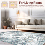 Ultra Soft Area Rug, Non Slip, Stain Resistant, Washable Area Rugs for Living Room, Bedroom, Unique Gray Medallion Aesthetic(White)