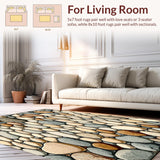 Ultra Soft Area Rug, Non Slip, Stain Resistant, Washable Area Rugs for Living Room, Bedroom, Artisan Pebble Path Runner Boho Zen Neutral Decor(Beige)