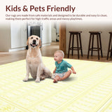 Ultra Soft Area Rug, Non Slip, Stain Resistant, Washable Area Rugs for Living Room, Bedroom, Joon Scallop Ivory & Beige Classic Striped(Yellow)
