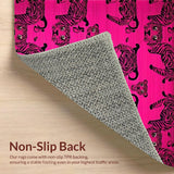 Ultra Soft Area Rug, Non Slip, Stain Resistant, Washable Area Rugs for Living Room, Bedroom, Striking Graphic Animal Theme(Pink)