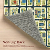 Ultra Soft Area Rug, Non Slip, Stain Resistant, Washable Area Rugs for Living Room, Bedroom, Playful Metropolis Design(Brown)