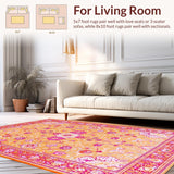 Ultra Soft Area Rug, Non Slip, Stain Resistant, Washable Area Rugs for Living Room, Bedroom, Chic Warm Toned Flower Pattern(Yellow)