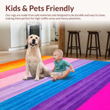 Ultra Soft Area Rug, Non Slip, Stain Resistant, Washable Area Rugs for Living Room, Bedroom, Energetic Bright Tangle Motif(Orange)