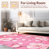 Ultra Soft Area Rug, Non Slip, Stain Resistant, Washable Area Rugs for Living Room, Bedroom, Delicate Springtime Floral Vibes(Pink)