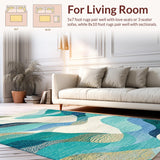 Ultra Soft Area Rug, Non Slip, Stain Resistant, Washable Area Rugs for Living Room, Bedroom, Coastal Wave Motif Runner Rug Nautical Shell Pattern Ocean Breeze Floor Decor(Blue)
