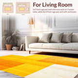 Ultra Soft Area Rug, Non Slip, Stain Resistant, Washable Area Rugs for Living Room, Bedroom, Yellow and Orange Abstract Art(Yellow)