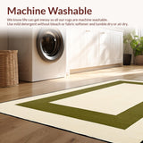 Ultra Soft Area Rug, Non Slip, Stain Resistant, Washable Area Rugs for Living Room, Bedroom, Rustic Geometric Olive Hues(Beige)
