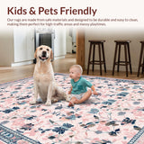 Ultra Soft Area Rug, Non Slip, Stain Resistant, Washable Area Rugs for Living Room, Bedroom, Vibrant Butterfly Accent Style(Pink)