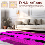 Ultra Soft Area Rug, Non Slip, Stain Resistant, Washable Area Rugs for Living Room, Bedroom, Funky Artistic Striped Design(Pink)