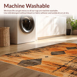 Ultra Soft Area Rug, Non Slip, Stain Resistant, Washable Area Rugs for Living Room, Bedroom, Rustic Earthy Tiger Motif(Orange)